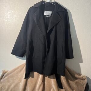 Max Mara Short Cashmere Belted Wrap Coat Black Small Medium